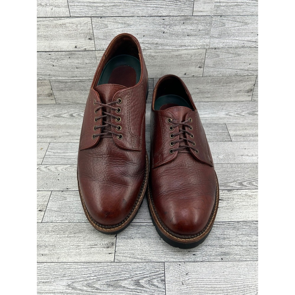 HS Trask Men Brown Leather Plain Toe Lug Sole Oxford Derby Shoes Sz 9.5 M 210001